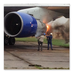 Fire on 747 jet engine