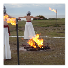 Gas camp fire and torches